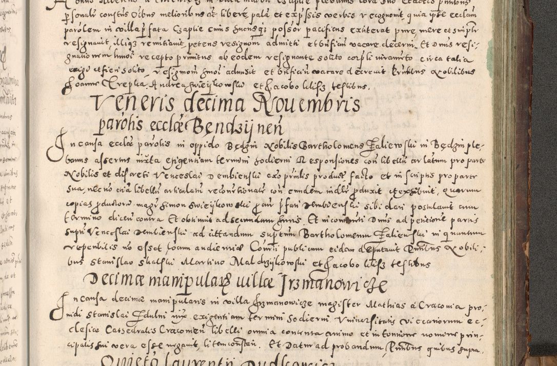 Zdjęcie nr 414 dla obiektu archiwalnego: Acta actorum causarum tam diffinitivarum quam interloquutoriarum sententiarum decretorum obligationum quietatorum constuorum pro reverendum coram Reverendo Domino Alberto Nininski Custode Sandecensis Canonico et Archipresbitero Viccarioque in Spiritualibus ac Officiali Generali Cracoviensis ad Annum Domini Millesimum Qumgentesimum Septuagentesimum Nonum cuius Judictio septima Pontificat SS. nostri Domini Gregory pp. tredecimi Anno septimo inchoantur faliciter