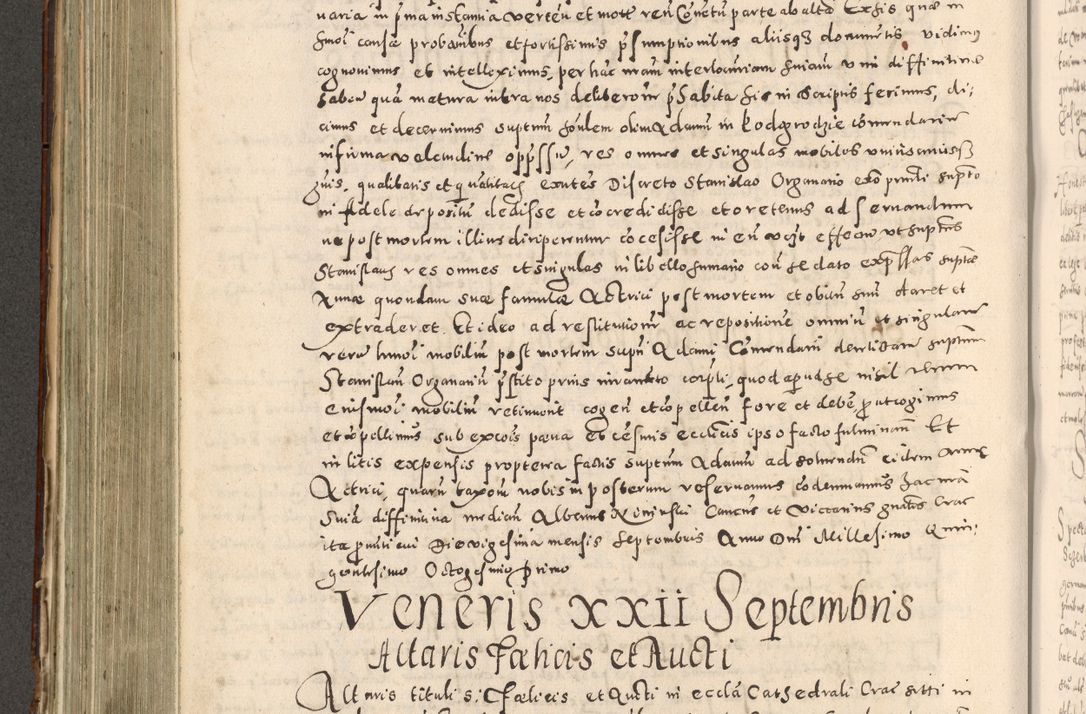 Zdjęcie nr 405 dla obiektu archiwalnego: Acta actorum causarum tam diffinitivarum quam interloquutoriarum sententiarum decretorum obligationum quietatorum constuorum pro reverendum coram Reverendo Domino Alberto Nininski Custode Sandecensis Canonico et Archipresbitero Viccarioque in Spiritualibus ac Officiali Generali Cracoviensis ad Annum Domini Millesimum Qumgentesimum Septuagentesimum Nonum cuius Judictio septima Pontificat SS. nostri Domini Gregory pp. tredecimi Anno septimo inchoantur faliciter