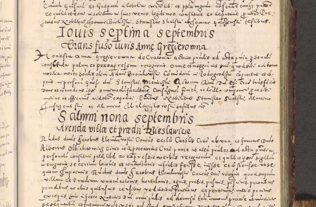 Zdjęcie nr 402 dla obiektu archiwalnego: Acta actorum causarum tam diffinitivarum quam interloquutoriarum sententiarum decretorum obligationum quietatorum constuorum pro reverendum coram Reverendo Domino Alberto Nininski Custode Sandecensis Canonico et Archipresbitero Viccarioque in Spiritualibus ac Officiali Generali Cracoviensis ad Annum Domini Millesimum Qumgentesimum Septuagentesimum Nonum cuius Judictio septima Pontificat SS. nostri Domini Gregory pp. tredecimi Anno septimo inchoantur faliciter