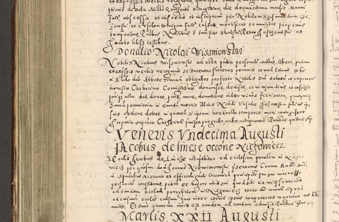 Zdjęcie nr 399 dla obiektu archiwalnego: Acta actorum causarum tam diffinitivarum quam interloquutoriarum sententiarum decretorum obligationum quietatorum constuorum pro reverendum coram Reverendo Domino Alberto Nininski Custode Sandecensis Canonico et Archipresbitero Viccarioque in Spiritualibus ac Officiali Generali Cracoviensis ad Annum Domini Millesimum Qumgentesimum Septuagentesimum Nonum cuius Judictio septima Pontificat SS. nostri Domini Gregory pp. tredecimi Anno septimo inchoantur faliciter