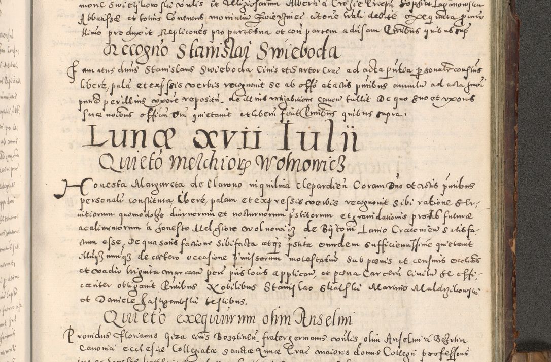 Zdjęcie nr 396 dla obiektu archiwalnego: Acta actorum causarum tam diffinitivarum quam interloquutoriarum sententiarum decretorum obligationum quietatorum constuorum pro reverendum coram Reverendo Domino Alberto Nininski Custode Sandecensis Canonico et Archipresbitero Viccarioque in Spiritualibus ac Officiali Generali Cracoviensis ad Annum Domini Millesimum Qumgentesimum Septuagentesimum Nonum cuius Judictio septima Pontificat SS. nostri Domini Gregory pp. tredecimi Anno septimo inchoantur faliciter