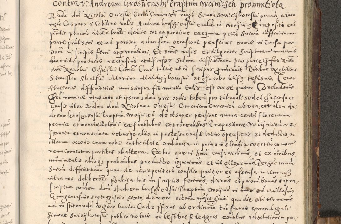 Zdjęcie nr 394 dla obiektu archiwalnego: Acta actorum causarum tam diffinitivarum quam interloquutoriarum sententiarum decretorum obligationum quietatorum constuorum pro reverendum coram Reverendo Domino Alberto Nininski Custode Sandecensis Canonico et Archipresbitero Viccarioque in Spiritualibus ac Officiali Generali Cracoviensis ad Annum Domini Millesimum Qumgentesimum Septuagentesimum Nonum cuius Judictio septima Pontificat SS. nostri Domini Gregory pp. tredecimi Anno septimo inchoantur faliciter
