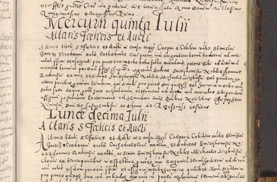 Zdjęcie nr 392 dla obiektu archiwalnego: Acta actorum causarum tam diffinitivarum quam interloquutoriarum sententiarum decretorum obligationum quietatorum constuorum pro reverendum coram Reverendo Domino Alberto Nininski Custode Sandecensis Canonico et Archipresbitero Viccarioque in Spiritualibus ac Officiali Generali Cracoviensis ad Annum Domini Millesimum Qumgentesimum Septuagentesimum Nonum cuius Judictio septima Pontificat SS. nostri Domini Gregory pp. tredecimi Anno septimo inchoantur faliciter