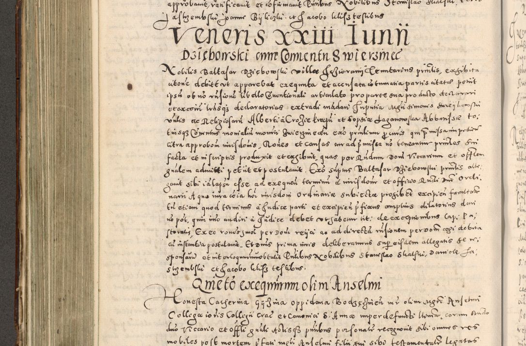 Zdjęcie nr 389 dla obiektu archiwalnego: Acta actorum causarum tam diffinitivarum quam interloquutoriarum sententiarum decretorum obligationum quietatorum constuorum pro reverendum coram Reverendo Domino Alberto Nininski Custode Sandecensis Canonico et Archipresbitero Viccarioque in Spiritualibus ac Officiali Generali Cracoviensis ad Annum Domini Millesimum Qumgentesimum Septuagentesimum Nonum cuius Judictio septima Pontificat SS. nostri Domini Gregory pp. tredecimi Anno septimo inchoantur faliciter