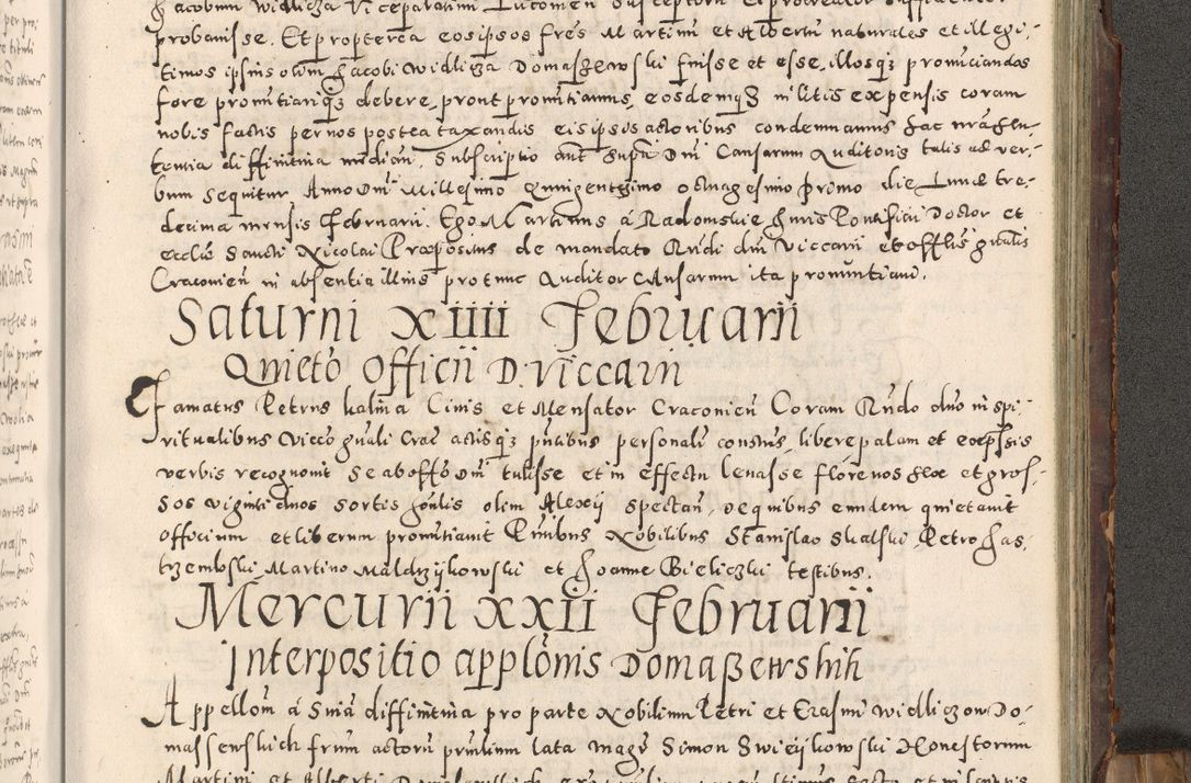 Zdjęcie nr 356 dla obiektu archiwalnego: Acta actorum causarum tam diffinitivarum quam interloquutoriarum sententiarum decretorum obligationum quietatorum constuorum pro reverendum coram Reverendo Domino Alberto Nininski Custode Sandecensis Canonico et Archipresbitero Viccarioque in Spiritualibus ac Officiali Generali Cracoviensis ad Annum Domini Millesimum Qumgentesimum Septuagentesimum Nonum cuius Judictio septima Pontificat SS. nostri Domini Gregory pp. tredecimi Anno septimo inchoantur faliciter