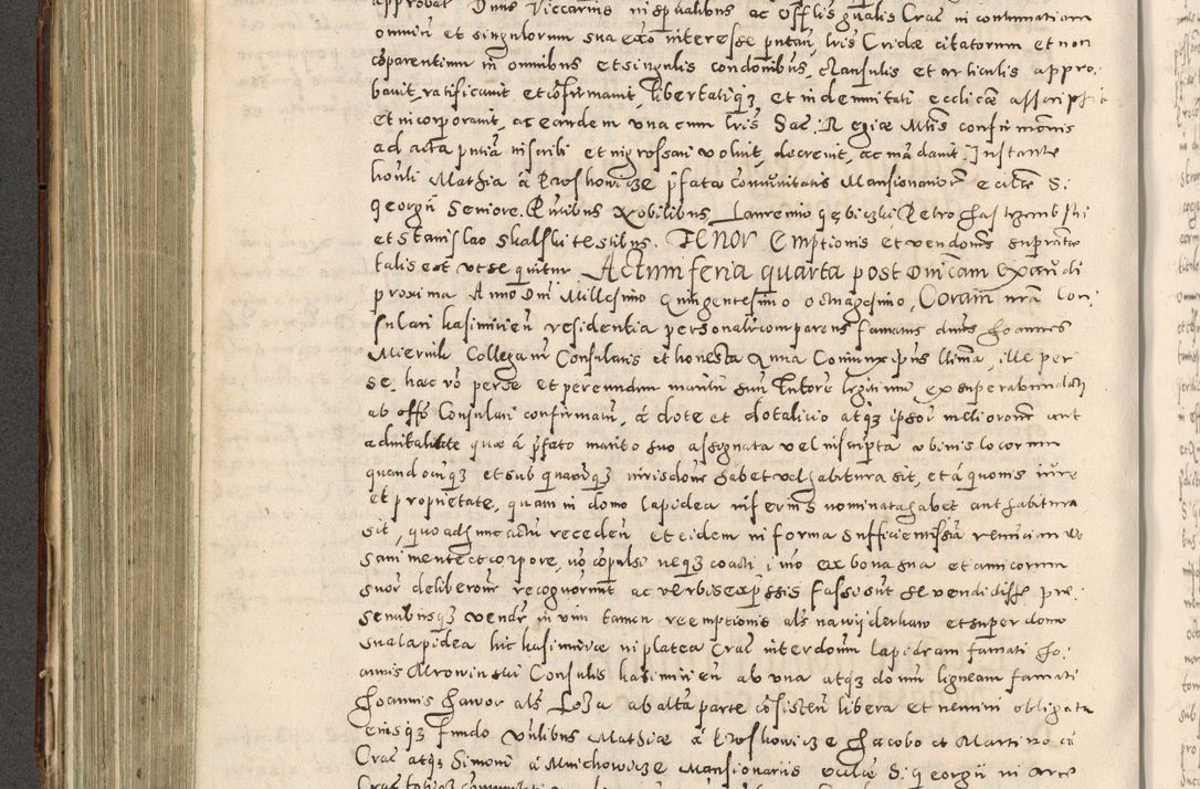 Zdjęcie nr 345 dla obiektu archiwalnego: Acta actorum causarum tam diffinitivarum quam interloquutoriarum sententiarum decretorum obligationum quietatorum constuorum pro reverendum coram Reverendo Domino Alberto Nininski Custode Sandecensis Canonico et Archipresbitero Viccarioque in Spiritualibus ac Officiali Generali Cracoviensis ad Annum Domini Millesimum Qumgentesimum Septuagentesimum Nonum cuius Judictio septima Pontificat SS. nostri Domini Gregory pp. tredecimi Anno septimo inchoantur faliciter