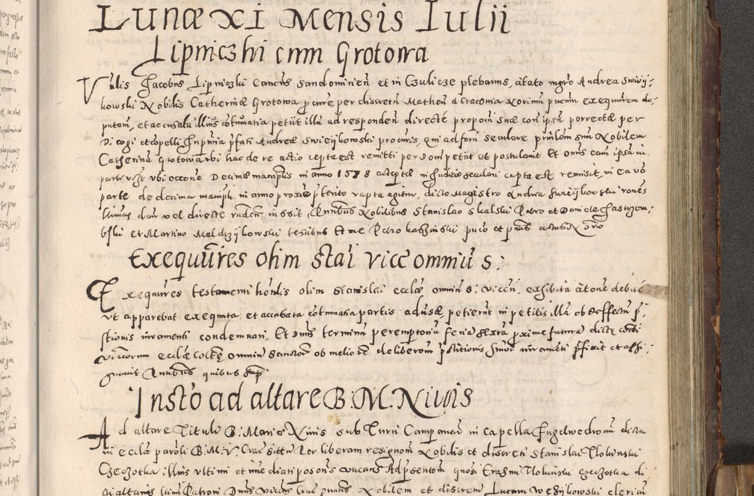 Zdjęcie nr 274 dla obiektu archiwalnego: Acta actorum causarum tam diffinitivarum quam interloquutoriarum sententiarum decretorum obligationum quietatorum constuorum pro reverendum coram Reverendo Domino Alberto Nininski Custode Sandecensis Canonico et Archipresbitero Viccarioque in Spiritualibus ac Officiali Generali Cracoviensis ad Annum Domini Millesimum Qumgentesimum Septuagentesimum Nonum cuius Judictio septima Pontificat SS. nostri Domini Gregory pp. tredecimi Anno septimo inchoantur faliciter