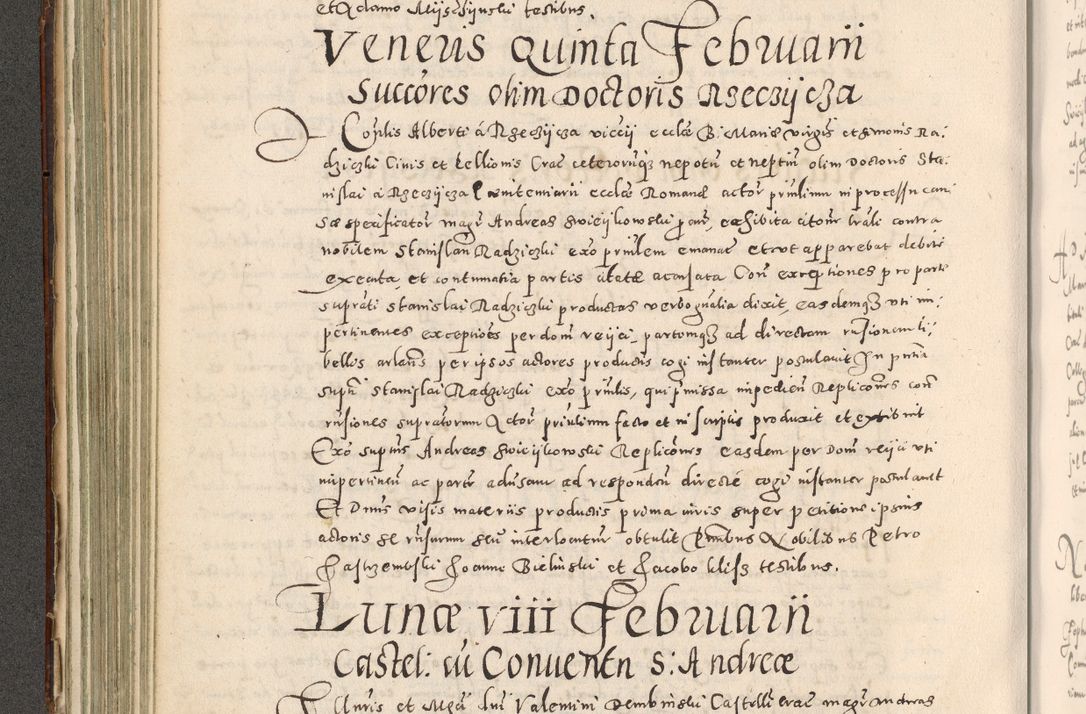 Zdjęcie nr 221 dla obiektu archiwalnego: Acta actorum causarum tam diffinitivarum quam interloquutoriarum sententiarum decretorum obligationum quietatorum constuorum pro reverendum coram Reverendo Domino Alberto Nininski Custode Sandecensis Canonico et Archipresbitero Viccarioque in Spiritualibus ac Officiali Generali Cracoviensis ad Annum Domini Millesimum Qumgentesimum Septuagentesimum Nonum cuius Judictio septima Pontificat SS. nostri Domini Gregory pp. tredecimi Anno septimo inchoantur faliciter