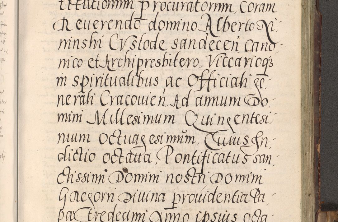 Zdjęcie nr 208 dla obiektu archiwalnego: Acta actorum causarum tam diffinitivarum quam interloquutoriarum sententiarum decretorum obligationum quietatorum constuorum pro reverendum coram Reverendo Domino Alberto Nininski Custode Sandecensis Canonico et Archipresbitero Viccarioque in Spiritualibus ac Officiali Generali Cracoviensis ad Annum Domini Millesimum Qumgentesimum Septuagentesimum Nonum cuius Judictio septima Pontificat SS. nostri Domini Gregory pp. tredecimi Anno septimo inchoantur faliciter