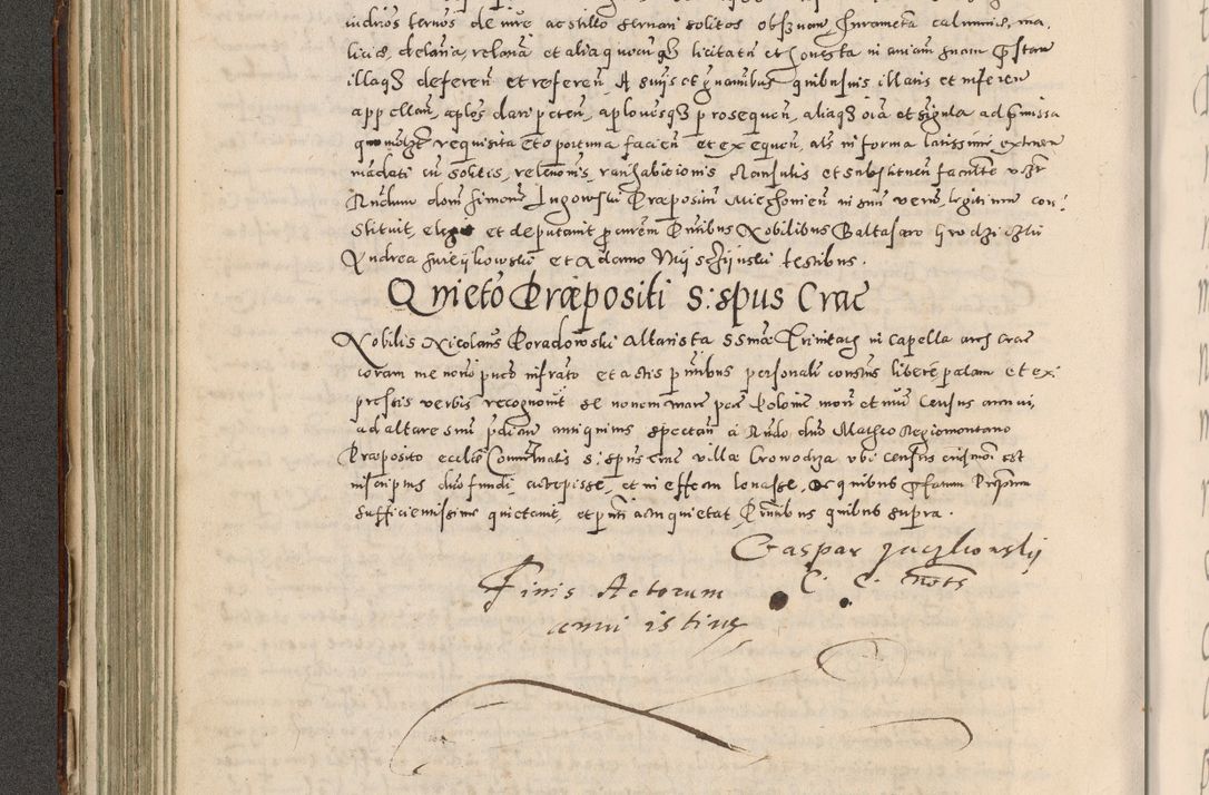 Zdjęcie nr 207 dla obiektu archiwalnego: Acta actorum causarum tam diffinitivarum quam interloquutoriarum sententiarum decretorum obligationum quietatorum constuorum pro reverendum coram Reverendo Domino Alberto Nininski Custode Sandecensis Canonico et Archipresbitero Viccarioque in Spiritualibus ac Officiali Generali Cracoviensis ad Annum Domini Millesimum Qumgentesimum Septuagentesimum Nonum cuius Judictio septima Pontificat SS. nostri Domini Gregory pp. tredecimi Anno septimo inchoantur faliciter