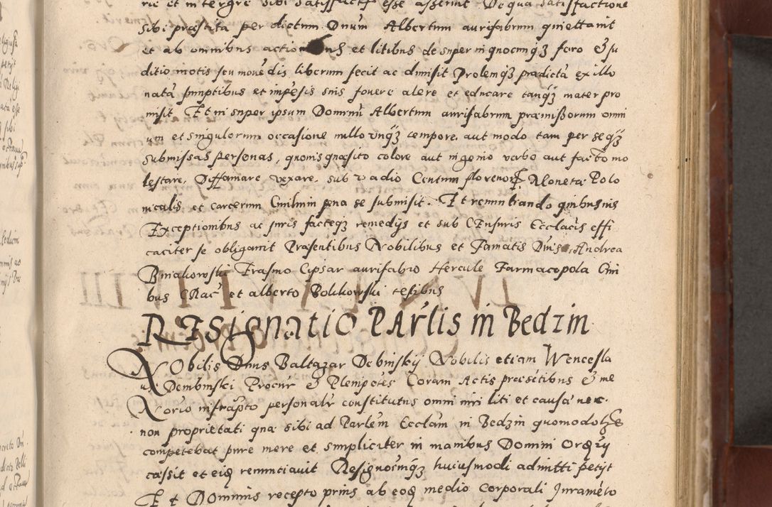 Zdjęcie nr 201 dla obiektu archiwalnego: Acta actorum causarum sententiarum tam diffinitivarum quam interloquutoriarum decretorum obligationum quietationum, constitutionum procuratorum etc. etc. coram Reverendo Domino Stanislao Manieczki Sacratissimi Corporis Christi Cazimiriae Praeposito Viccario in Spiritualibus ac Officiali Generali Cracoviensi ad Annum Domini Millesimum Quingentesimum Octuagesimum Tercium indictione undecima pontificatus Sanctissimi in Christo Patris Domini Nostri Domini Gregorii Divina Providentia Papae Tredecimi Anno ipsius duodecima faeliciter inchoantur 
