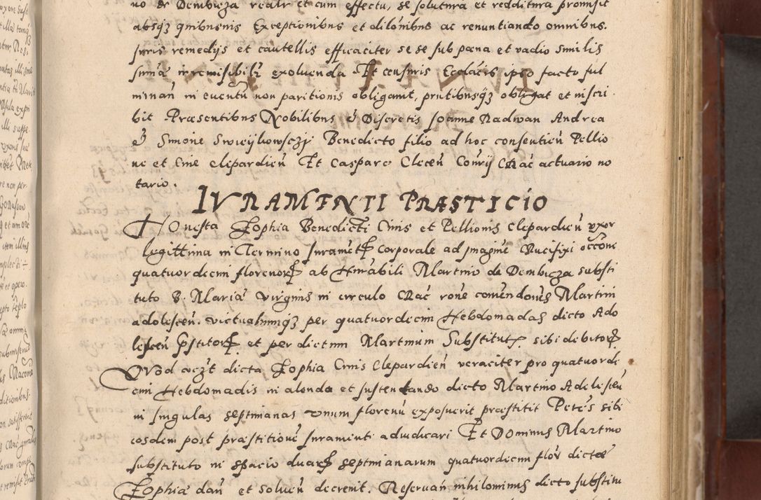 Zdjęcie nr 183 dla obiektu archiwalnego: Acta actorum causarum sententiarum tam diffinitivarum quam interloquutoriarum decretorum obligationum quietationum, constitutionum procuratorum etc. etc. coram Reverendo Domino Stanislao Manieczki Sacratissimi Corporis Christi Cazimiriae Praeposito Viccario in Spiritualibus ac Officiali Generali Cracoviensi ad Annum Domini Millesimum Quingentesimum Octuagesimum Tercium indictione undecima pontificatus Sanctissimi in Christo Patris Domini Nostri Domini Gregorii Divina Providentia Papae Tredecimi Anno ipsius duodecima faeliciter inchoantur 