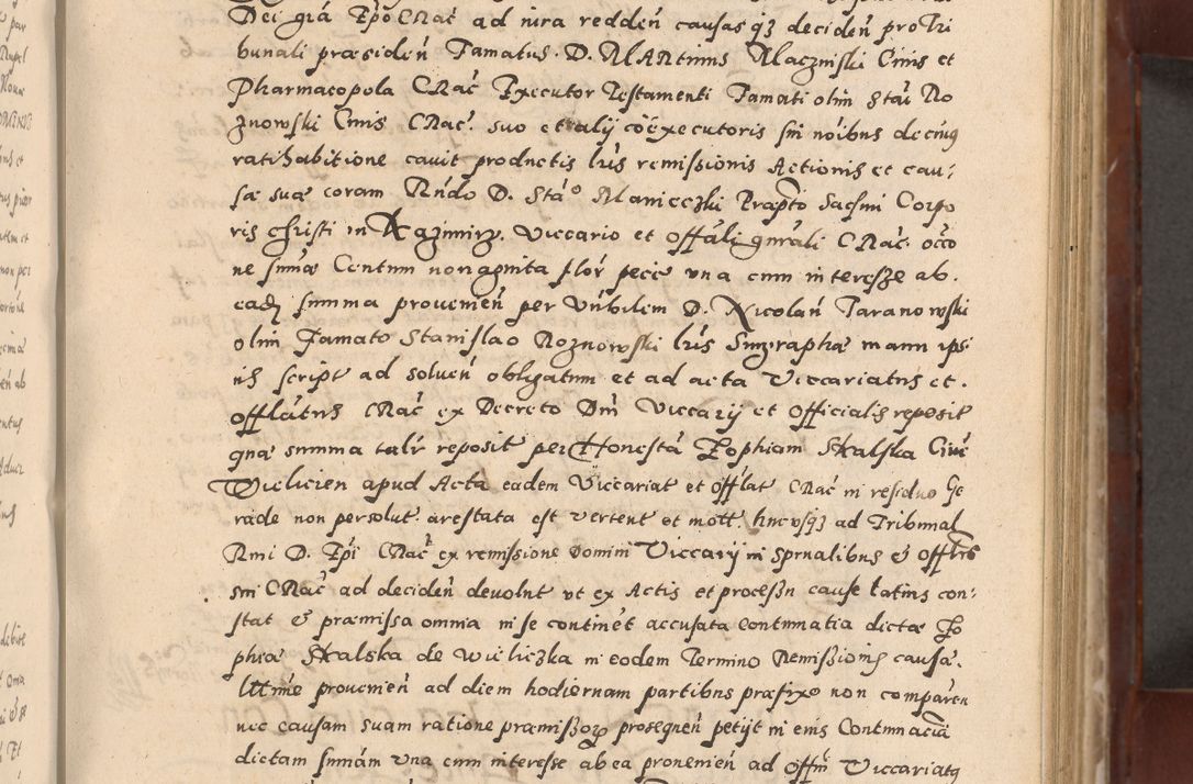 Zdjęcie nr 165 dla obiektu archiwalnego: Acta actorum causarum sententiarum tam diffinitivarum quam interloquutoriarum decretorum obligationum quietationum, constitutionum procuratorum etc. etc. coram Reverendo Domino Stanislao Manieczki Sacratissimi Corporis Christi Cazimiriae Praeposito Viccario in Spiritualibus ac Officiali Generali Cracoviensi ad Annum Domini Millesimum Quingentesimum Octuagesimum Tercium indictione undecima pontificatus Sanctissimi in Christo Patris Domini Nostri Domini Gregorii Divina Providentia Papae Tredecimi Anno ipsius duodecima faeliciter inchoantur 