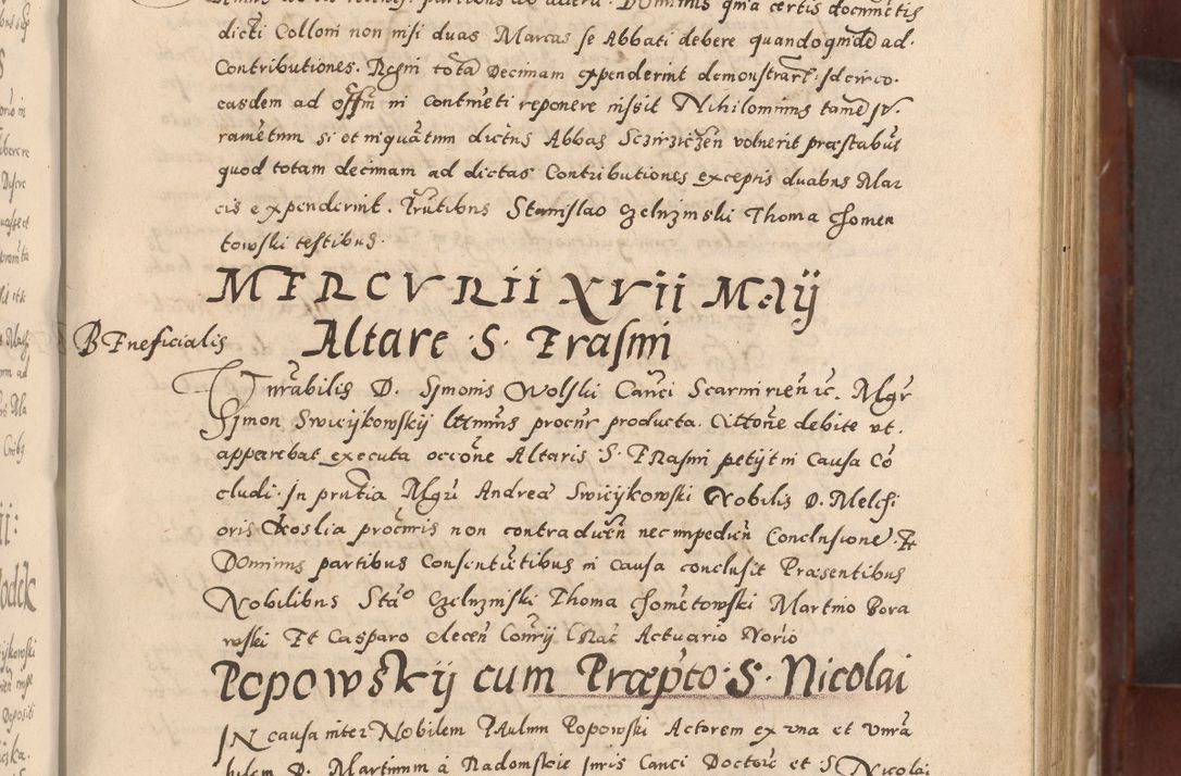 Zdjęcie nr 159 dla obiektu archiwalnego: Acta actorum causarum sententiarum tam diffinitivarum quam interloquutoriarum decretorum obligationum quietationum, constitutionum procuratorum etc. etc. coram Reverendo Domino Stanislao Manieczki Sacratissimi Corporis Christi Cazimiriae Praeposito Viccario in Spiritualibus ac Officiali Generali Cracoviensi ad Annum Domini Millesimum Quingentesimum Octuagesimum Tercium indictione undecima pontificatus Sanctissimi in Christo Patris Domini Nostri Domini Gregorii Divina Providentia Papae Tredecimi Anno ipsius duodecima faeliciter inchoantur 