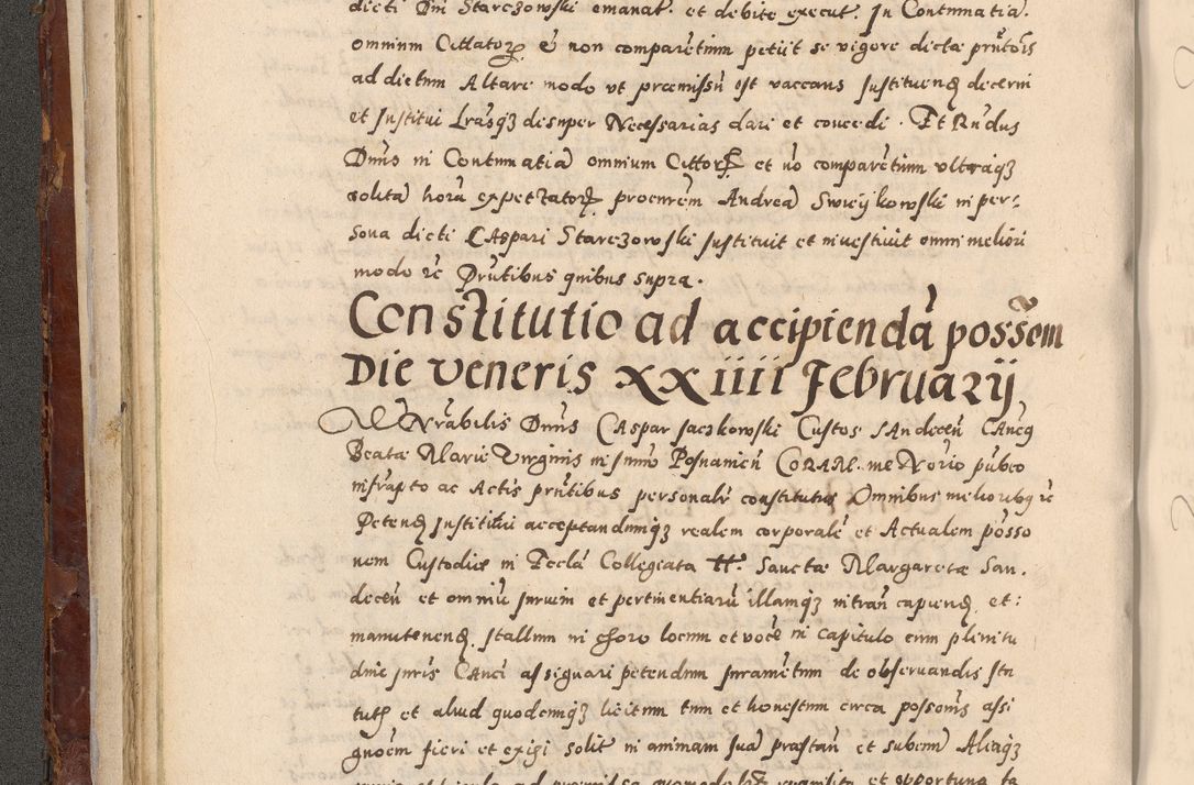 Zdjęcie nr 112 dla obiektu archiwalnego: Acta actorum causarum sententiarum tam diffinitivarum quam interloquutoriarum decretorum obligationum quietationum, constitutionum procuratorum etc. etc. coram Reverendo Domino Stanislao Manieczki Sacratissimi Corporis Christi Cazimiriae Praeposito Viccario in Spiritualibus ac Officiali Generali Cracoviensi ad Annum Domini Millesimum Quingentesimum Octuagesimum Tercium indictione undecima pontificatus Sanctissimi in Christo Patris Domini Nostri Domini Gregorii Divina Providentia Papae Tredecimi Anno ipsius duodecima faeliciter inchoantur 