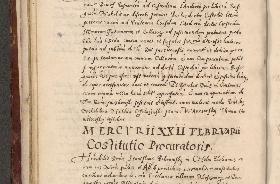 Zdjęcie nr 110 dla obiektu archiwalnego: Acta actorum causarum sententiarum tam diffinitivarum quam interloquutoriarum decretorum obligationum quietationum, constitutionum procuratorum etc. etc. coram Reverendo Domino Stanislao Manieczki Sacratissimi Corporis Christi Cazimiriae Praeposito Viccario in Spiritualibus ac Officiali Generali Cracoviensi ad Annum Domini Millesimum Quingentesimum Octuagesimum Tercium indictione undecima pontificatus Sanctissimi in Christo Patris Domini Nostri Domini Gregorii Divina Providentia Papae Tredecimi Anno ipsius duodecima faeliciter inchoantur 