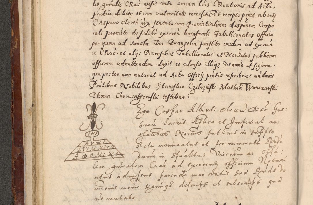 Zdjęcie nr 106 dla obiektu archiwalnego: Acta actorum causarum sententiarum tam diffinitivarum quam interloquutoriarum decretorum obligationum quietationum, constitutionum procuratorum etc. etc. coram Reverendo Domino Stanislao Manieczki Sacratissimi Corporis Christi Cazimiriae Praeposito Viccario in Spiritualibus ac Officiali Generali Cracoviensi ad Annum Domini Millesimum Quingentesimum Octuagesimum Tercium indictione undecima pontificatus Sanctissimi in Christo Patris Domini Nostri Domini Gregorii Divina Providentia Papae Tredecimi Anno ipsius duodecima faeliciter inchoantur 