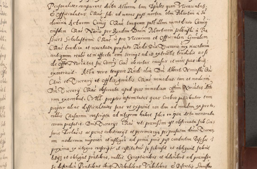 Zdjęcie nr 105 dla obiektu archiwalnego: Acta actorum causarum sententiarum tam diffinitivarum quam interloquutoriarum decretorum obligationum quietationum, constitutionum procuratorum etc. etc. coram Reverendo Domino Stanislao Manieczki Sacratissimi Corporis Christi Cazimiriae Praeposito Viccario in Spiritualibus ac Officiali Generali Cracoviensi ad Annum Domini Millesimum Quingentesimum Octuagesimum Tercium indictione undecima pontificatus Sanctissimi in Christo Patris Domini Nostri Domini Gregorii Divina Providentia Papae Tredecimi Anno ipsius duodecima faeliciter inchoantur 