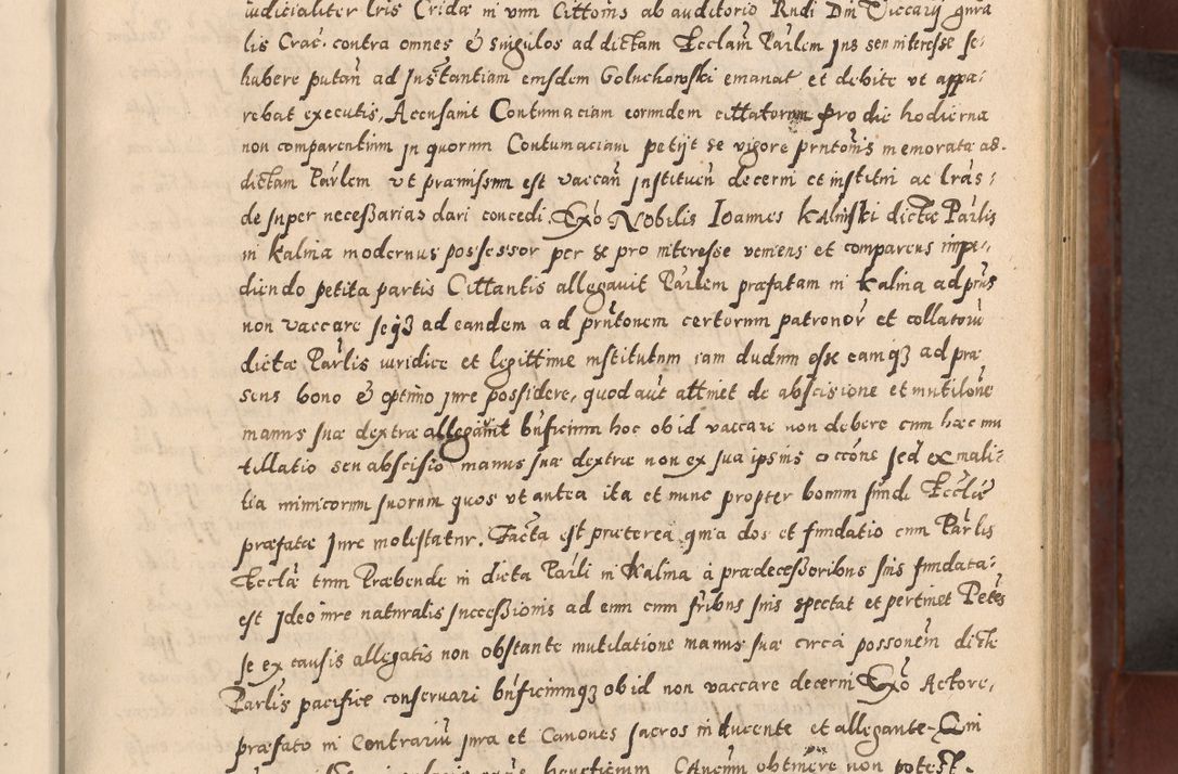 Zdjęcie nr 103 dla obiektu archiwalnego: Acta actorum causarum sententiarum tam diffinitivarum quam interloquutoriarum decretorum obligationum quietationum, constitutionum procuratorum etc. etc. coram Reverendo Domino Stanislao Manieczki Sacratissimi Corporis Christi Cazimiriae Praeposito Viccario in Spiritualibus ac Officiali Generali Cracoviensi ad Annum Domini Millesimum Quingentesimum Octuagesimum Tercium indictione undecima pontificatus Sanctissimi in Christo Patris Domini Nostri Domini Gregorii Divina Providentia Papae Tredecimi Anno ipsius duodecima faeliciter inchoantur 