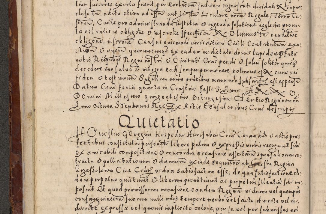 Zdjęcie nr 86 dla obiektu archiwalnego: Acta actorum causarum sententiarum tam diffinitivarum quam interloquutoriarum decretorum obligationum quietationum, constitutionum procuratorum etc. etc. coram Reverendo Domino Stanislao Manieczki Sacratissimi Corporis Christi Cazimiriae Praeposito Viccario in Spiritualibus ac Officiali Generali Cracoviensi ad Annum Domini Millesimum Quingentesimum Octuagesimum Tercium indictione undecima pontificatus Sanctissimi in Christo Patris Domini Nostri Domini Gregorii Divina Providentia Papae Tredecimi Anno ipsius duodecima faeliciter inchoantur 