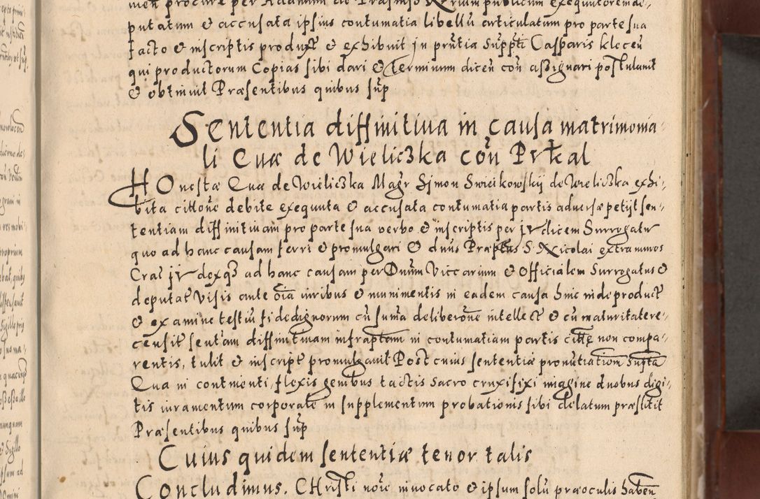 Zdjęcie nr 63 dla obiektu archiwalnego: Acta actorum causarum sententiarum tam diffinitivarum quam interloquutoriarum decretorum obligationum quietationum, constitutionum procuratorum etc. etc. coram Reverendo Domino Stanislao Manieczki Sacratissimi Corporis Christi Cazimiriae Praeposito Viccario in Spiritualibus ac Officiali Generali Cracoviensi ad Annum Domini Millesimum Quingentesimum Octuagesimum Tercium indictione undecima pontificatus Sanctissimi in Christo Patris Domini Nostri Domini Gregorii Divina Providentia Papae Tredecimi Anno ipsius duodecima faeliciter inchoantur 