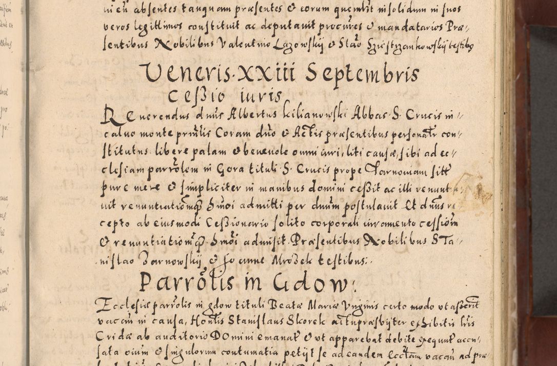 Zdjęcie nr 57 dla obiektu archiwalnego: Acta actorum causarum sententiarum tam diffinitivarum quam interloquutoriarum decretorum obligationum quietationum, constitutionum procuratorum etc. etc. coram Reverendo Domino Stanislao Manieczki Sacratissimi Corporis Christi Cazimiriae Praeposito Viccario in Spiritualibus ac Officiali Generali Cracoviensi ad Annum Domini Millesimum Quingentesimum Octuagesimum Tercium indictione undecima pontificatus Sanctissimi in Christo Patris Domini Nostri Domini Gregorii Divina Providentia Papae Tredecimi Anno ipsius duodecima faeliciter inchoantur 