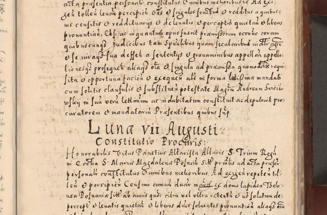 Zdjęcie nr 43 dla obiektu archiwalnego: Acta actorum causarum sententiarum tam diffinitivarum quam interloquutoriarum decretorum obligationum quietationum, constitutionum procuratorum etc. etc. coram Reverendo Domino Stanislao Manieczki Sacratissimi Corporis Christi Cazimiriae Praeposito Viccario in Spiritualibus ac Officiali Generali Cracoviensi ad Annum Domini Millesimum Quingentesimum Octuagesimum Tercium indictione undecima pontificatus Sanctissimi in Christo Patris Domini Nostri Domini Gregorii Divina Providentia Papae Tredecimi Anno ipsius duodecima faeliciter inchoantur 