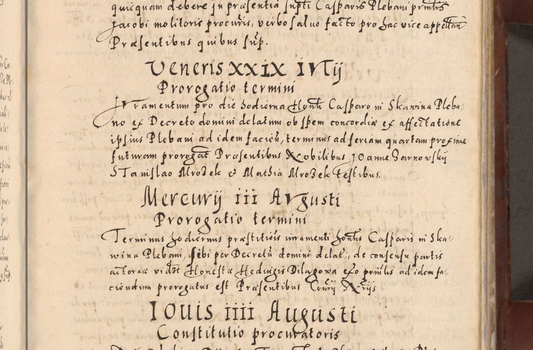 Zdjęcie nr 41 dla obiektu archiwalnego: Acta actorum causarum sententiarum tam diffinitivarum quam interloquutoriarum decretorum obligationum quietationum, constitutionum procuratorum etc. etc. coram Reverendo Domino Stanislao Manieczki Sacratissimi Corporis Christi Cazimiriae Praeposito Viccario in Spiritualibus ac Officiali Generali Cracoviensi ad Annum Domini Millesimum Quingentesimum Octuagesimum Tercium indictione undecima pontificatus Sanctissimi in Christo Patris Domini Nostri Domini Gregorii Divina Providentia Papae Tredecimi Anno ipsius duodecima faeliciter inchoantur 