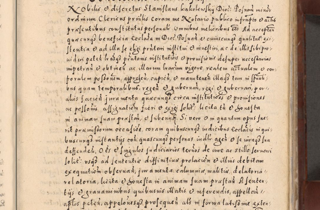 Zdjęcie nr 37 dla obiektu archiwalnego: Acta actorum causarum sententiarum tam diffinitivarum quam interloquutoriarum decretorum obligationum quietationum, constitutionum procuratorum etc. etc. coram Reverendo Domino Stanislao Manieczki Sacratissimi Corporis Christi Cazimiriae Praeposito Viccario in Spiritualibus ac Officiali Generali Cracoviensi ad Annum Domini Millesimum Quingentesimum Octuagesimum Tercium indictione undecima pontificatus Sanctissimi in Christo Patris Domini Nostri Domini Gregorii Divina Providentia Papae Tredecimi Anno ipsius duodecima faeliciter inchoantur 