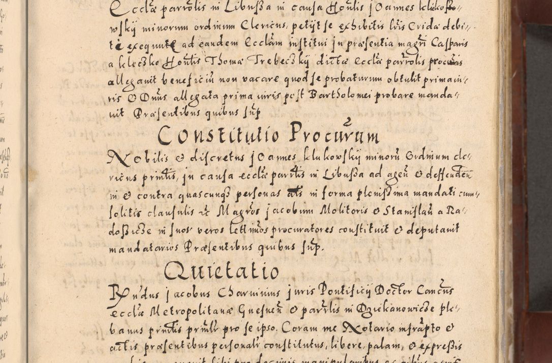 Zdjęcie nr 39 dla obiektu archiwalnego: Acta actorum causarum sententiarum tam diffinitivarum quam interloquutoriarum decretorum obligationum quietationum, constitutionum procuratorum etc. etc. coram Reverendo Domino Stanislao Manieczki Sacratissimi Corporis Christi Cazimiriae Praeposito Viccario in Spiritualibus ac Officiali Generali Cracoviensi ad Annum Domini Millesimum Quingentesimum Octuagesimum Tercium indictione undecima pontificatus Sanctissimi in Christo Patris Domini Nostri Domini Gregorii Divina Providentia Papae Tredecimi Anno ipsius duodecima faeliciter inchoantur 