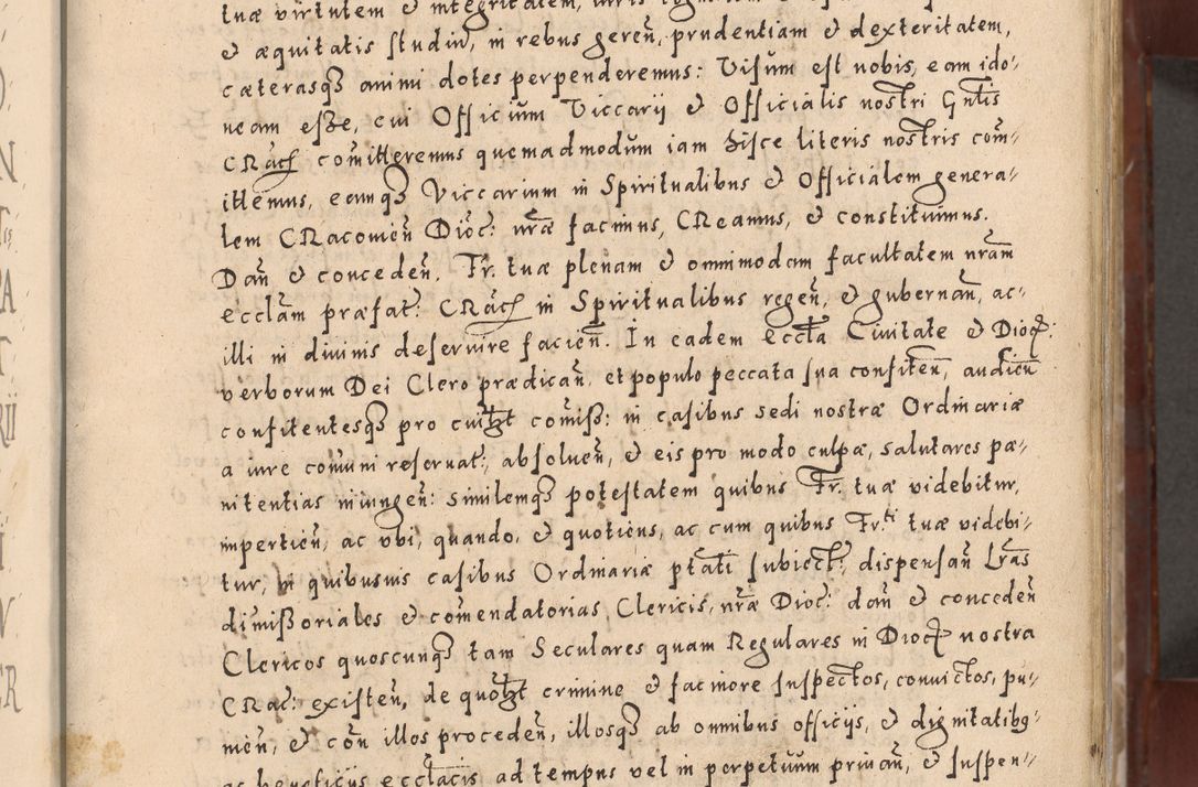 Zdjęcie nr 11 dla obiektu archiwalnego: Acta actorum causarum sententiarum tam diffinitivarum quam interloquutoriarum decretorum obligationum quietationum, constitutionum procuratorum etc. etc. coram Reverendo Domino Stanislao Manieczki Sacratissimi Corporis Christi Cazimiriae Praeposito Viccario in Spiritualibus ac Officiali Generali Cracoviensi ad Annum Domini Millesimum Quingentesimum Octuagesimum Tercium indictione undecima pontificatus Sanctissimi in Christo Patris Domini Nostri Domini Gregorii Divina Providentia Papae Tredecimi Anno ipsius duodecima faeliciter inchoantur 