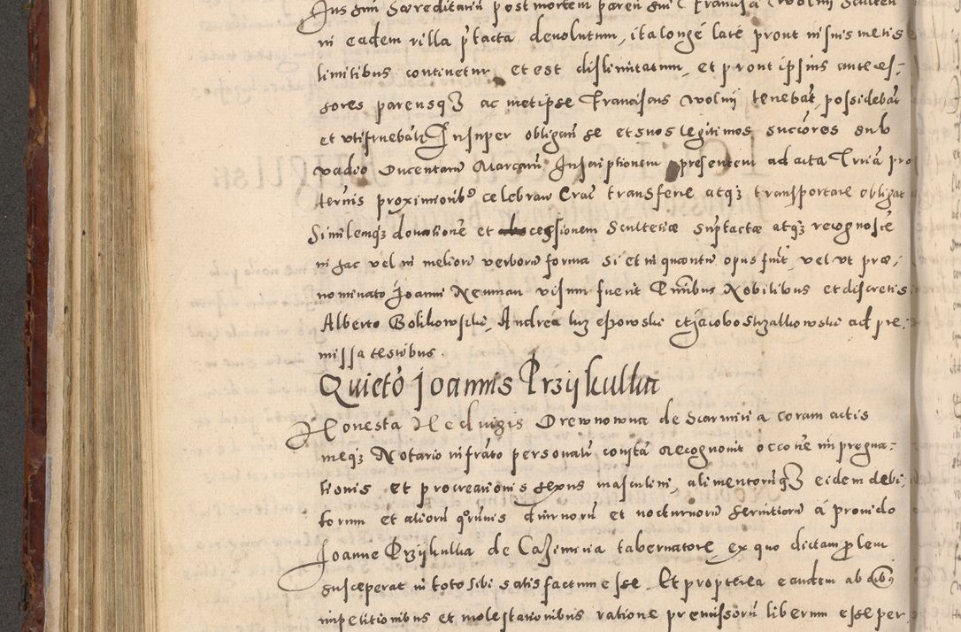 Zdjęcie nr 404 dla obiektu archiwalnego: Acta actorum causarum sententiarum tam diffinitivarum quam interloquutoriarum decretorum obligationum quietationum, constitutionum procuratorum etc. etc. coram Reverendo Domino Stanislao Manieczki Sacratissimi Corporis Christi Cazimiriae Praeposito Viccario in Spiritualibus ac Officiali Generali Cracoviensi ad Annum Domini Millesimum Quingentesimum Octuagesimum Tercium indictione undecima pontificatus Sanctissimi in Christo Patris Domini Nostri Domini Gregorii Divina Providentia Papae Tredecimi Anno ipsius duodecima faeliciter inchoantur 