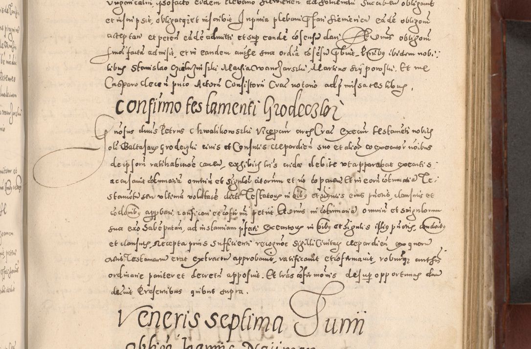 Zdjęcie nr 385 dla obiektu archiwalnego: Acta actorum causarum sententiarum tam diffinitivarum quam interloquutoriarum decretorum obligationum quietationum, constitutionum procuratorum etc. etc. coram Reverendo Domino Stanislao Manieczki Sacratissimi Corporis Christi Cazimiriae Praeposito Viccario in Spiritualibus ac Officiali Generali Cracoviensi ad Annum Domini Millesimum Quingentesimum Octuagesimum Tercium indictione undecima pontificatus Sanctissimi in Christo Patris Domini Nostri Domini Gregorii Divina Providentia Papae Tredecimi Anno ipsius duodecima faeliciter inchoantur 