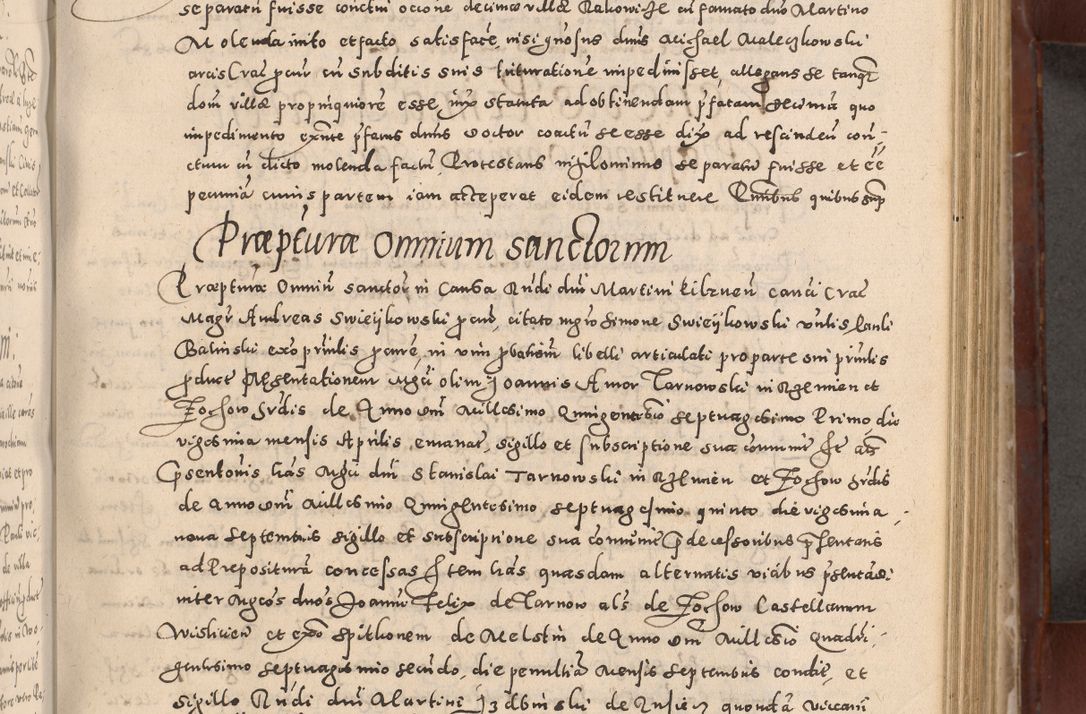 Zdjęcie nr 355 dla obiektu archiwalnego: Acta actorum causarum sententiarum tam diffinitivarum quam interloquutoriarum decretorum obligationum quietationum, constitutionum procuratorum etc. etc. coram Reverendo Domino Stanislao Manieczki Sacratissimi Corporis Christi Cazimiriae Praeposito Viccario in Spiritualibus ac Officiali Generali Cracoviensi ad Annum Domini Millesimum Quingentesimum Octuagesimum Tercium indictione undecima pontificatus Sanctissimi in Christo Patris Domini Nostri Domini Gregorii Divina Providentia Papae Tredecimi Anno ipsius duodecima faeliciter inchoantur 