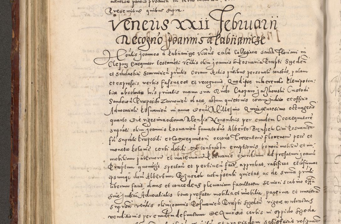 Zdjęcie nr 352 dla obiektu archiwalnego: Acta actorum causarum sententiarum tam diffinitivarum quam interloquutoriarum decretorum obligationum quietationum, constitutionum procuratorum etc. etc. coram Reverendo Domino Stanislao Manieczki Sacratissimi Corporis Christi Cazimiriae Praeposito Viccario in Spiritualibus ac Officiali Generali Cracoviensi ad Annum Domini Millesimum Quingentesimum Octuagesimum Tercium indictione undecima pontificatus Sanctissimi in Christo Patris Domini Nostri Domini Gregorii Divina Providentia Papae Tredecimi Anno ipsius duodecima faeliciter inchoantur 