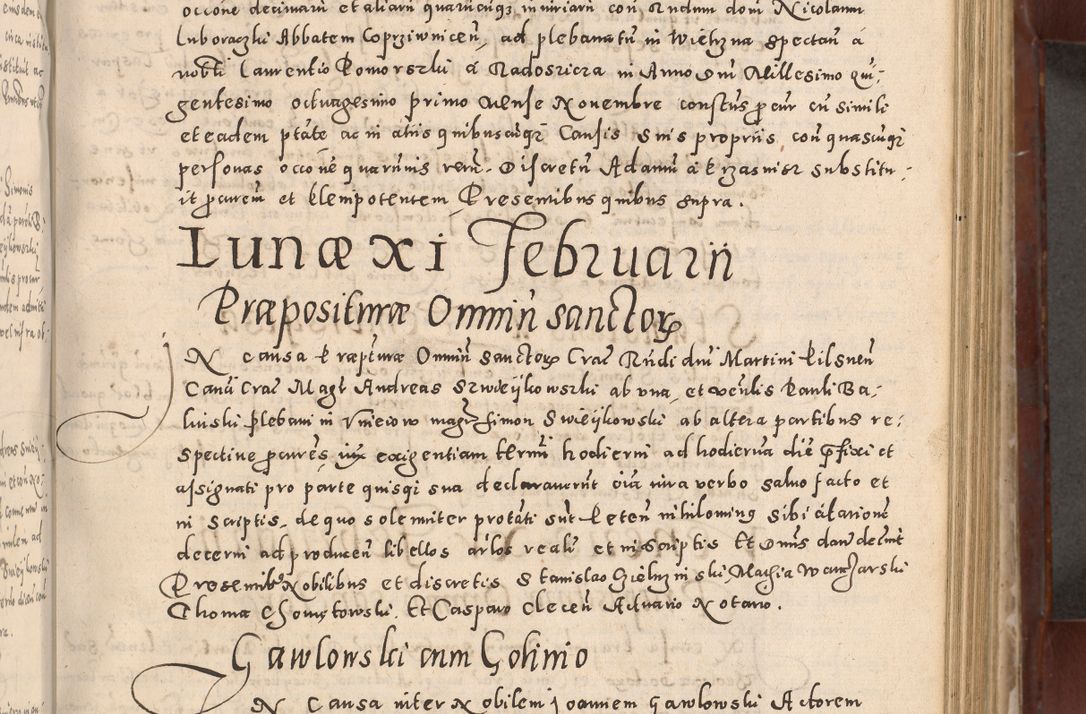 Zdjęcie nr 347 dla obiektu archiwalnego: Acta actorum causarum sententiarum tam diffinitivarum quam interloquutoriarum decretorum obligationum quietationum, constitutionum procuratorum etc. etc. coram Reverendo Domino Stanislao Manieczki Sacratissimi Corporis Christi Cazimiriae Praeposito Viccario in Spiritualibus ac Officiali Generali Cracoviensi ad Annum Domini Millesimum Quingentesimum Octuagesimum Tercium indictione undecima pontificatus Sanctissimi in Christo Patris Domini Nostri Domini Gregorii Divina Providentia Papae Tredecimi Anno ipsius duodecima faeliciter inchoantur 