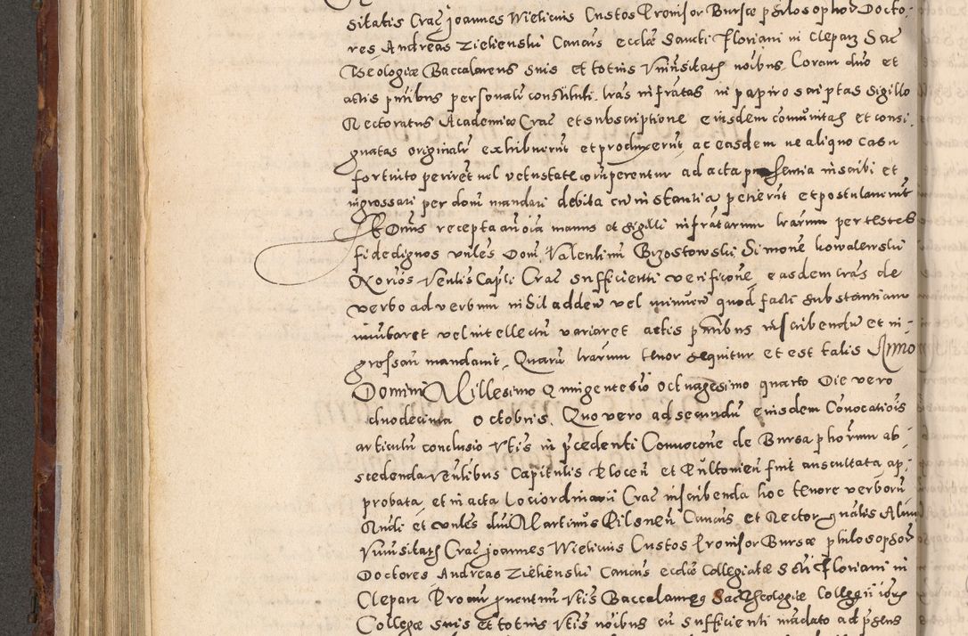 Zdjęcie nr 338 dla obiektu archiwalnego: Acta actorum causarum sententiarum tam diffinitivarum quam interloquutoriarum decretorum obligationum quietationum, constitutionum procuratorum etc. etc. coram Reverendo Domino Stanislao Manieczki Sacratissimi Corporis Christi Cazimiriae Praeposito Viccario in Spiritualibus ac Officiali Generali Cracoviensi ad Annum Domini Millesimum Quingentesimum Octuagesimum Tercium indictione undecima pontificatus Sanctissimi in Christo Patris Domini Nostri Domini Gregorii Divina Providentia Papae Tredecimi Anno ipsius duodecima faeliciter inchoantur 