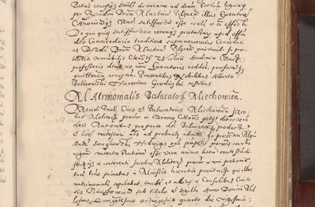 Zdjęcie nr 259 dla obiektu archiwalnego: Acta actorum causarum sententiarum tam diffinitivarum quam interloquutoriarum decretorum obligationum quietationum, constitutionum procuratorum etc. etc. coram Reverendo Domino Stanislao Manieczki Sacratissimi Corporis Christi Cazimiriae Praeposito Viccario in Spiritualibus ac Officiali Generali Cracoviensi ad Annum Domini Millesimum Quingentesimum Octuagesimum Tercium indictione undecima pontificatus Sanctissimi in Christo Patris Domini Nostri Domini Gregorii Divina Providentia Papae Tredecimi Anno ipsius duodecima faeliciter inchoantur 