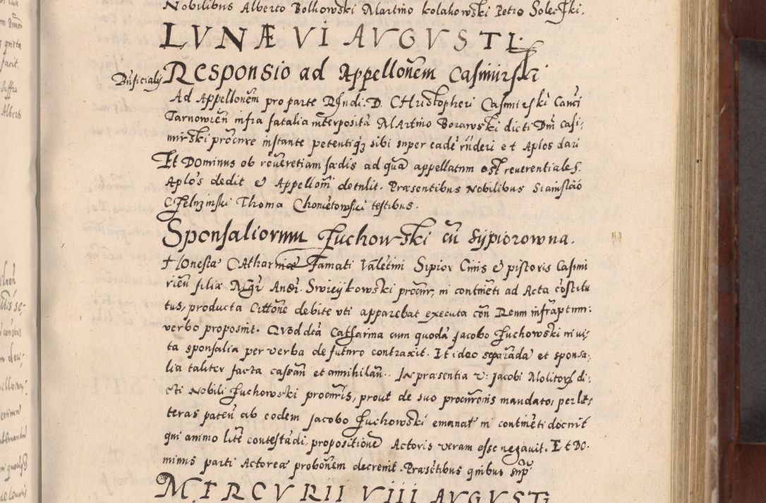 Zdjęcie nr 217 dla obiektu archiwalnego: Acta actorum causarum sententiarum tam diffinitivarum quam interloquutoriarum decretorum obligationum quietationum, constitutionum procuratorum etc. etc. coram Reverendo Domino Stanislao Manieczki Sacratissimi Corporis Christi Cazimiriae Praeposito Viccario in Spiritualibus ac Officiali Generali Cracoviensi ad Annum Domini Millesimum Quingentesimum Octuagesimum Tercium indictione undecima pontificatus Sanctissimi in Christo Patris Domini Nostri Domini Gregorii Divina Providentia Papae Tredecimi Anno ipsius duodecima faeliciter inchoantur 