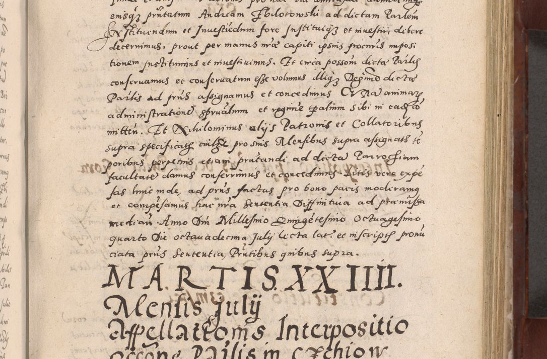 Zdjęcie nr 211 dla obiektu archiwalnego: Acta actorum causarum sententiarum tam diffinitivarum quam interloquutoriarum decretorum obligationum quietationum, constitutionum procuratorum etc. etc. coram Reverendo Domino Stanislao Manieczki Sacratissimi Corporis Christi Cazimiriae Praeposito Viccario in Spiritualibus ac Officiali Generali Cracoviensi ad Annum Domini Millesimum Quingentesimum Octuagesimum Tercium indictione undecima pontificatus Sanctissimi in Christo Patris Domini Nostri Domini Gregorii Divina Providentia Papae Tredecimi Anno ipsius duodecima faeliciter inchoantur 