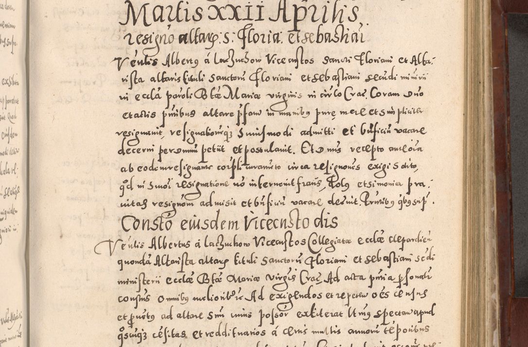 Zdjęcie nr 589 dla obiektu archiwalnego: Acta actorum causarum sententiarum tam diffinitivarum quam interloquutoriarum decretorum obligationum quietationum, constitutionum procuratorum etc. etc. coram Reverendo Domino Stanislao Manieczki Sacratissimi Corporis Christi Cazimiriae Praeposito Viccario in Spiritualibus ac Officiali Generali Cracoviensi ad Annum Domini Millesimum Quingentesimum Octuagesimum Tercium indictione undecima pontificatus Sanctissimi in Christo Patris Domini Nostri Domini Gregorii Divina Providentia Papae Tredecimi Anno ipsius duodecima faeliciter inchoantur 