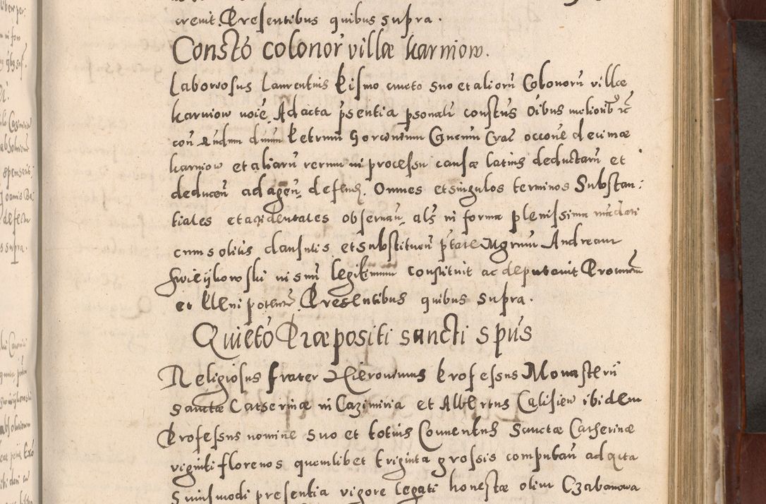 Zdjęcie nr 587 dla obiektu archiwalnego: Acta actorum causarum sententiarum tam diffinitivarum quam interloquutoriarum decretorum obligationum quietationum, constitutionum procuratorum etc. etc. coram Reverendo Domino Stanislao Manieczki Sacratissimi Corporis Christi Cazimiriae Praeposito Viccario in Spiritualibus ac Officiali Generali Cracoviensi ad Annum Domini Millesimum Quingentesimum Octuagesimum Tercium indictione undecima pontificatus Sanctissimi in Christo Patris Domini Nostri Domini Gregorii Divina Providentia Papae Tredecimi Anno ipsius duodecima faeliciter inchoantur 