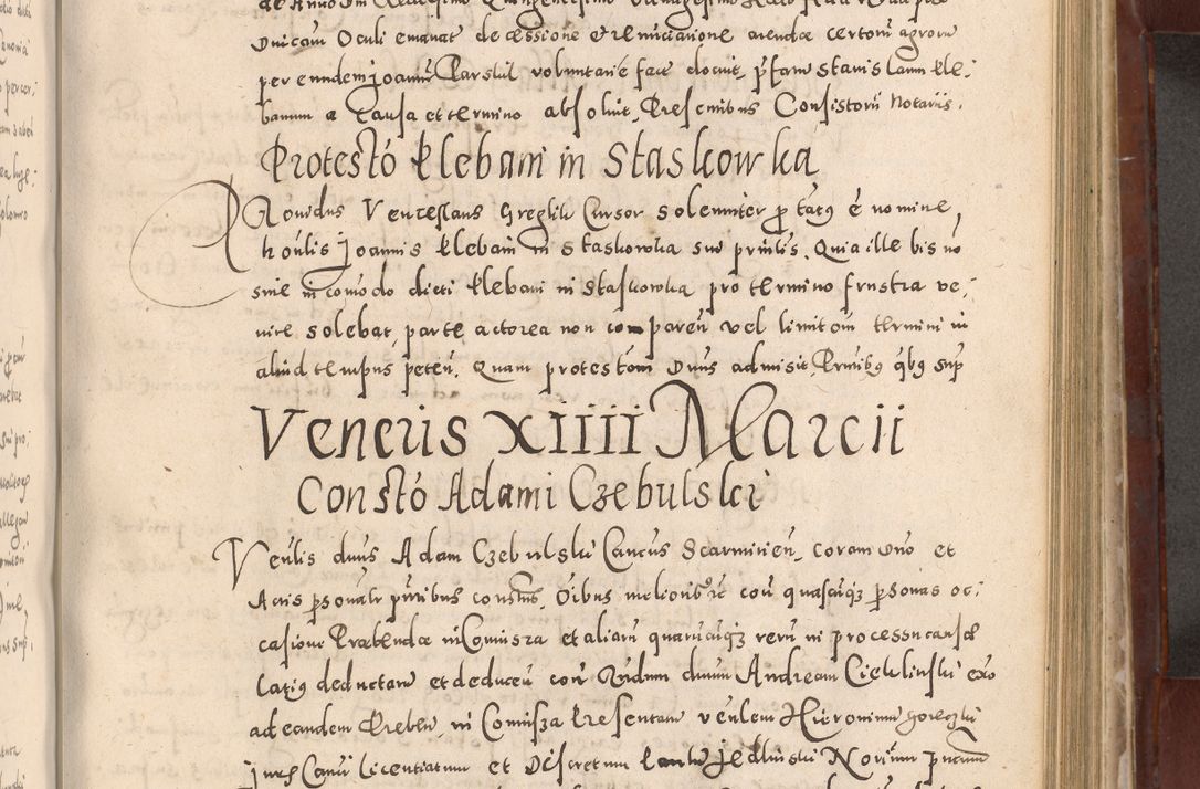 Zdjęcie nr 567 dla obiektu archiwalnego: Acta actorum causarum sententiarum tam diffinitivarum quam interloquutoriarum decretorum obligationum quietationum, constitutionum procuratorum etc. etc. coram Reverendo Domino Stanislao Manieczki Sacratissimi Corporis Christi Cazimiriae Praeposito Viccario in Spiritualibus ac Officiali Generali Cracoviensi ad Annum Domini Millesimum Quingentesimum Octuagesimum Tercium indictione undecima pontificatus Sanctissimi in Christo Patris Domini Nostri Domini Gregorii Divina Providentia Papae Tredecimi Anno ipsius duodecima faeliciter inchoantur 