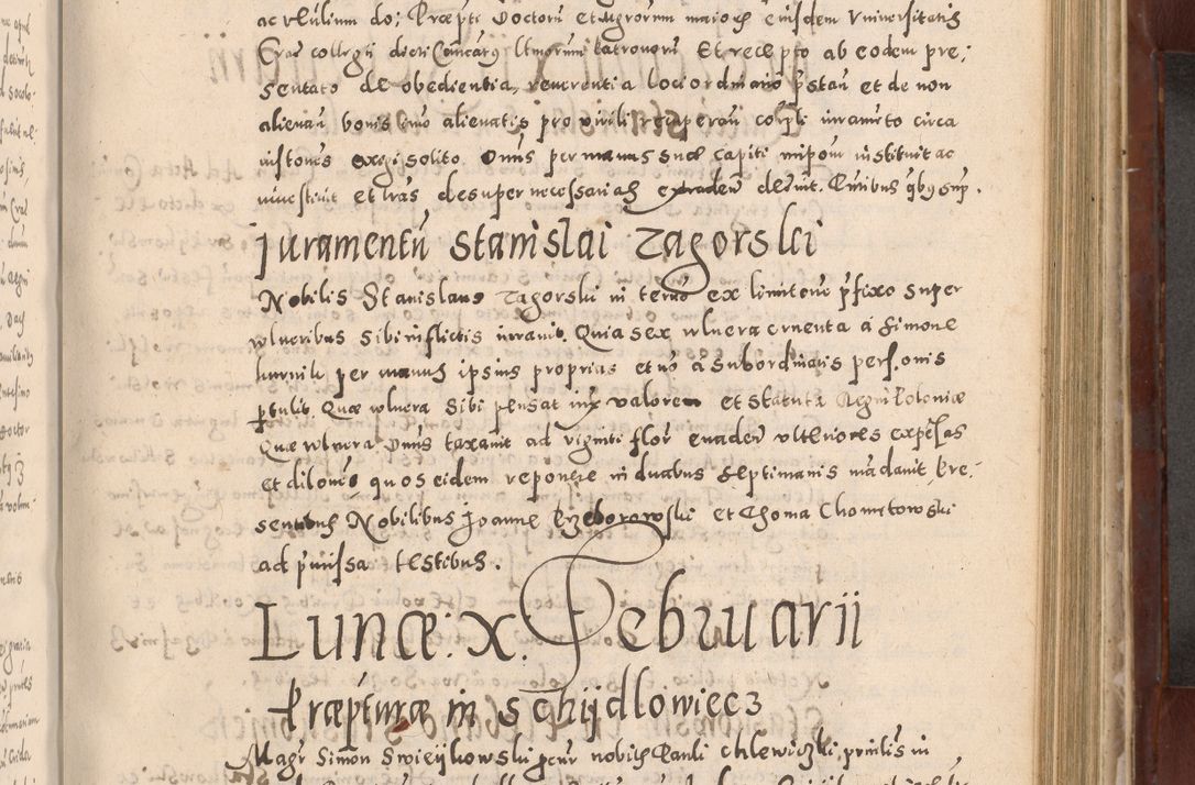 Zdjęcie nr 543 dla obiektu archiwalnego: Acta actorum causarum sententiarum tam diffinitivarum quam interloquutoriarum decretorum obligationum quietationum, constitutionum procuratorum etc. etc. coram Reverendo Domino Stanislao Manieczki Sacratissimi Corporis Christi Cazimiriae Praeposito Viccario in Spiritualibus ac Officiali Generali Cracoviensi ad Annum Domini Millesimum Quingentesimum Octuagesimum Tercium indictione undecima pontificatus Sanctissimi in Christo Patris Domini Nostri Domini Gregorii Divina Providentia Papae Tredecimi Anno ipsius duodecima faeliciter inchoantur 