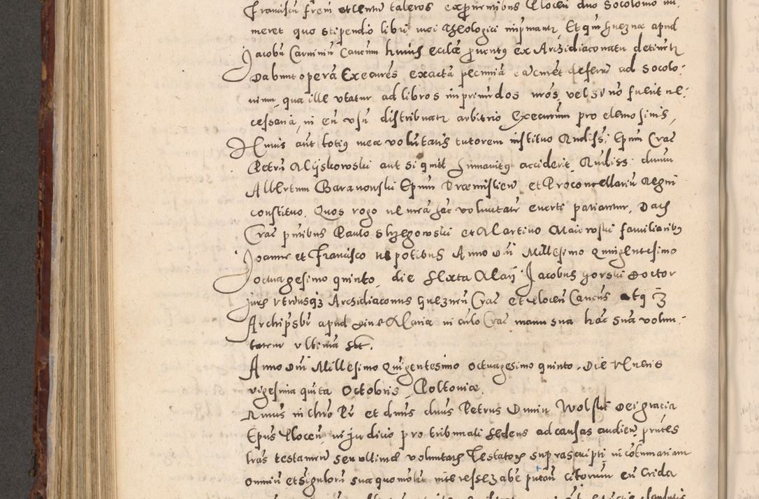 Zdjęcie nr 542 dla obiektu archiwalnego: Acta actorum causarum sententiarum tam diffinitivarum quam interloquutoriarum decretorum obligationum quietationum, constitutionum procuratorum etc. etc. coram Reverendo Domino Stanislao Manieczki Sacratissimi Corporis Christi Cazimiriae Praeposito Viccario in Spiritualibus ac Officiali Generali Cracoviensi ad Annum Domini Millesimum Quingentesimum Octuagesimum Tercium indictione undecima pontificatus Sanctissimi in Christo Patris Domini Nostri Domini Gregorii Divina Providentia Papae Tredecimi Anno ipsius duodecima faeliciter inchoantur 