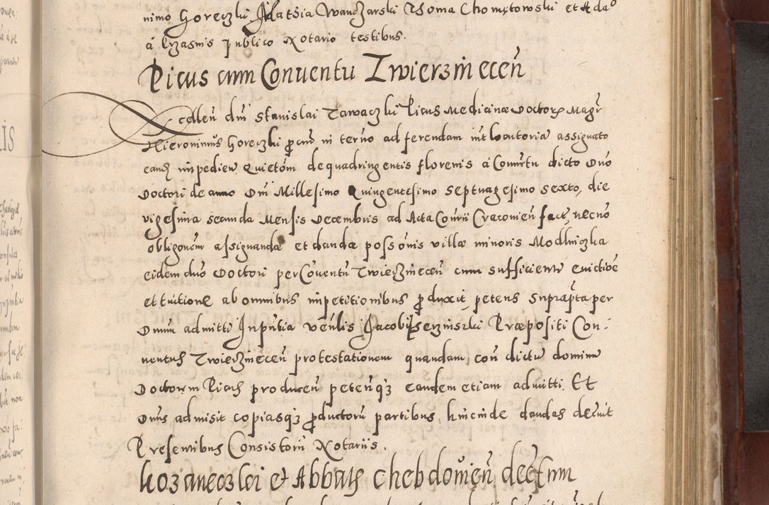 Zdjęcie nr 497 dla obiektu archiwalnego: Acta actorum causarum sententiarum tam diffinitivarum quam interloquutoriarum decretorum obligationum quietationum, constitutionum procuratorum etc. etc. coram Reverendo Domino Stanislao Manieczki Sacratissimi Corporis Christi Cazimiriae Praeposito Viccario in Spiritualibus ac Officiali Generali Cracoviensi ad Annum Domini Millesimum Quingentesimum Octuagesimum Tercium indictione undecima pontificatus Sanctissimi in Christo Patris Domini Nostri Domini Gregorii Divina Providentia Papae Tredecimi Anno ipsius duodecima faeliciter inchoantur 
