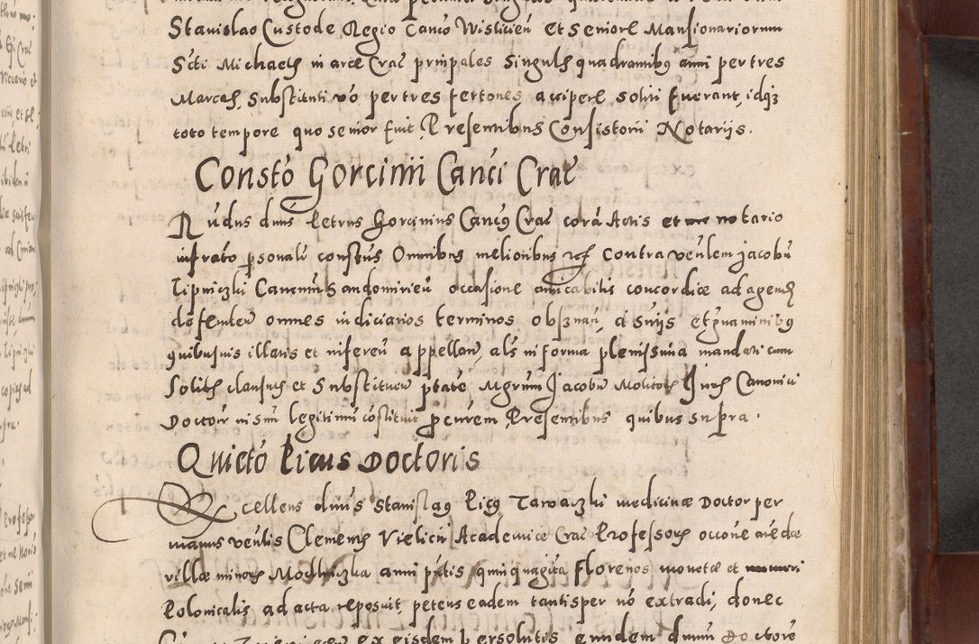 Zdjęcie nr 485 dla obiektu archiwalnego: Acta actorum causarum sententiarum tam diffinitivarum quam interloquutoriarum decretorum obligationum quietationum, constitutionum procuratorum etc. etc. coram Reverendo Domino Stanislao Manieczki Sacratissimi Corporis Christi Cazimiriae Praeposito Viccario in Spiritualibus ac Officiali Generali Cracoviensi ad Annum Domini Millesimum Quingentesimum Octuagesimum Tercium indictione undecima pontificatus Sanctissimi in Christo Patris Domini Nostri Domini Gregorii Divina Providentia Papae Tredecimi Anno ipsius duodecima faeliciter inchoantur 