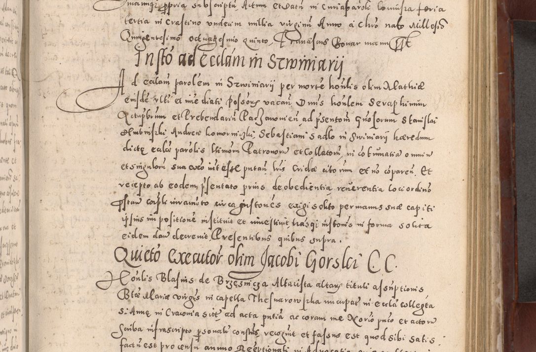 Zdjęcie nr 463 dla obiektu archiwalnego: Acta actorum causarum sententiarum tam diffinitivarum quam interloquutoriarum decretorum obligationum quietationum, constitutionum procuratorum etc. etc. coram Reverendo Domino Stanislao Manieczki Sacratissimi Corporis Christi Cazimiriae Praeposito Viccario in Spiritualibus ac Officiali Generali Cracoviensi ad Annum Domini Millesimum Quingentesimum Octuagesimum Tercium indictione undecima pontificatus Sanctissimi in Christo Patris Domini Nostri Domini Gregorii Divina Providentia Papae Tredecimi Anno ipsius duodecima faeliciter inchoantur 