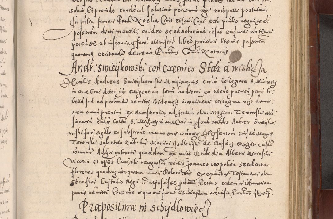 Zdjęcie nr 453 dla obiektu archiwalnego: Acta actorum causarum sententiarum tam diffinitivarum quam interloquutoriarum decretorum obligationum quietationum, constitutionum procuratorum etc. etc. coram Reverendo Domino Stanislao Manieczki Sacratissimi Corporis Christi Cazimiriae Praeposito Viccario in Spiritualibus ac Officiali Generali Cracoviensi ad Annum Domini Millesimum Quingentesimum Octuagesimum Tercium indictione undecima pontificatus Sanctissimi in Christo Patris Domini Nostri Domini Gregorii Divina Providentia Papae Tredecimi Anno ipsius duodecima faeliciter inchoantur 