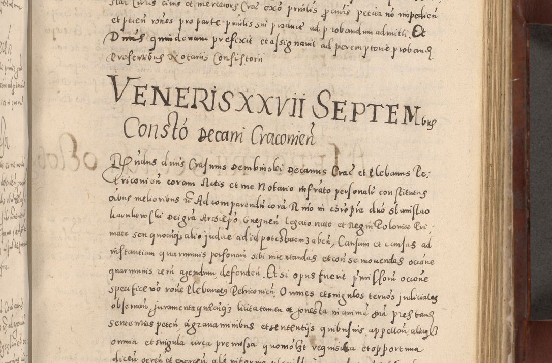 Zdjęcie nr 433 dla obiektu archiwalnego: Acta actorum causarum sententiarum tam diffinitivarum quam interloquutoriarum decretorum obligationum quietationum, constitutionum procuratorum etc. etc. coram Reverendo Domino Stanislao Manieczki Sacratissimi Corporis Christi Cazimiriae Praeposito Viccario in Spiritualibus ac Officiali Generali Cracoviensi ad Annum Domini Millesimum Quingentesimum Octuagesimum Tercium indictione undecima pontificatus Sanctissimi in Christo Patris Domini Nostri Domini Gregorii Divina Providentia Papae Tredecimi Anno ipsius duodecima faeliciter inchoantur 